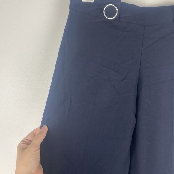 Tory Burch Women's Sailor Wide Leg Trousers Size 2 Navy Blue Small Hole - Picture 4 of 12